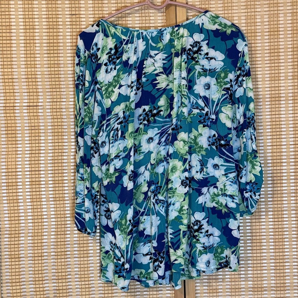 Laura Scott Womens 1X Top Button Up Multicolor Floral Cottagecore Fairycore Gauz - Picture 4 of 9